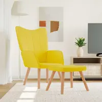 Prolenta Maison Exclusive - Fauteuil de détente avec repose-pieds, tissu jaune moutarde