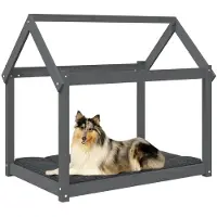 Syfax Lit pour chien Gris 101x70x90 cm Bois de pin solide