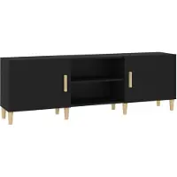 Syfax Meuble TV Noir 150x30x50 cm Bois d'ingénierie