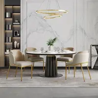 Merax Chaise de salle à manger , lot de 4, Chaise de salle à manger moderne avec pied incliné, chaise rembourrée, pieds réglables, chaises de cuisine, lin et cuir, Beige+Kaki