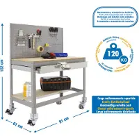 Simon Rack SIMONWORK MOBILE BT2 BOX 900 CINZA/MADEIRA Établi en métal