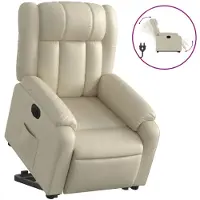 Syfax Fauteuil inclinable électrique crème similicuir