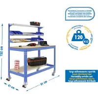 Simon Rack SIMONWORK MOBILE BT1 900 AZUL/MADEIRA Établi en métal