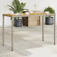 Prolenta Maison Exclusive - Table de jardin avec plateau en bois d'acacia gris 115 x 54 x 74 cm en rotin synthétique