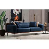 AEA Design Canapé trois places moderne bleu Canapé de luxe Meuble Canapé rembourré Loft Nouveau