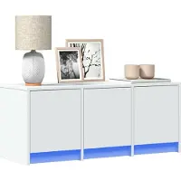 Prolenta Maison Exclusive - Meuble TV avec éclairage LED Blanc 97x34x40 cm Matériau dérivé du bois
