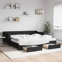 Prolenta Maison Exclusive - Canapé-lit convertible avec tiroirs, noir, 100 x 200 cm, tissu
