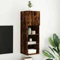 Prolenta Maison Exclusive - Meuble TV avec éclairage LED Chêne fumé 30,5x30x90 cm