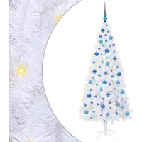 Syfax Sapin de Noël artificiel avec 300 LED Blanc 180 cm PVC et Acier