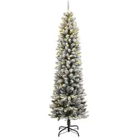 Syfax Sapin de Noël artificiel 150 LED et neige floquée 150 cm
