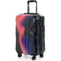 Suitline - Bagage à main valise rigide brillante Trolley 55 cm, avion Trolley 55x35x20 cm, Glossy Gradient Design valise de bord 4 roulettes, TSA,Neon Red