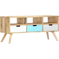 Syfax Meuble TV 110x35x48 cm Bois de manguier massif
