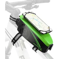 RockBros Sacoche de vélo Sacoche de cadre avec support pour téléphone portable Support pour téléphone Cyclisme 4-6" Vert