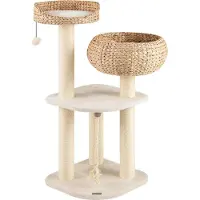 Northix Cat Tree with Sisal Posts and Basket, 104 cm, Beige