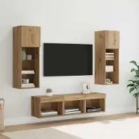 Prolenta Maison Exclusive - Appareils TV muraux, lot de 5, finition bois imitation chêne noir, matériau composite
