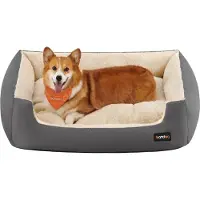 Feandrea Lit pour chien, coussin réversible, 80 x 65 x 20 cm, gris foncé