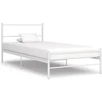 Syfax Cadre de lit sans matelas blanc métal 100x200 cm