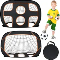 XMTECH Buts de football pour enfants Pliables, 2 en 1 but de football pop-up avec mur de but, 121x80x80 cm but de football pour enfants et adultes, avec sac de transport & piquets en forme de U