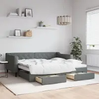 Prolenta Maison Exclusive - Canapé-lit convertible avec tiroirs, gris foncé, 90 x 190 cm, tissu
