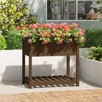 Prolenta Maison Exclusive - Bac à plantes avec tablette Marron miel 82,5x54x81 cm Bois de pin