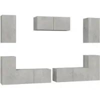 Syfax Ensemble de meubles TV 7 pcs Gris béton Bois d'ingénierie