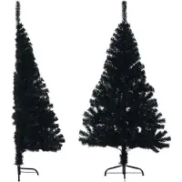 Syfax Demi sapin de Noël artificiel avec support Noir 150 cm PVC