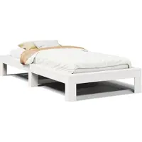 Syfax Cadre de lit sans matelas blanc 75x190 cm bois de pin massif