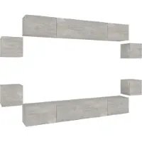 vidaXL Ensemble de 8 meubles TV en bois gris béton