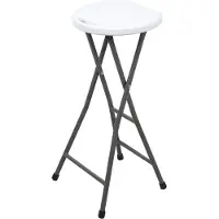 Spetebo 2.03 Chaise de bar pliante métal / plastique - ca. 70x33x30 cm - couleur de la structure : gris / assise : blanc (Tabouret de bar)