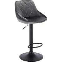 Merkloos Bolt Edge Tabouret de Bar - Gris Velours - Ergonomique - Réglable en hauteur 60-82cm - Avec Dossier - Rotation 360° - Cuisine - 1 pièce