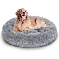 SWANEW Lit pour chien Lits pour chiens Coussin LUXE Lit pour chat Peluche Lit pour animaux gris clair 80cm