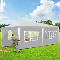 HENGDA Pavillon polyéthylène tubes d'acier - Tente de réception de luxe en polyéthylène et tubes d'acier, tente de jardin pratique Blanc 3x6m