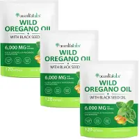 P-Beauty Capsules d'huile d'origan 6000 mg 300 mg d'huile d'origan 200 mg d'huile de cumin noir, 3 x 120 gélules