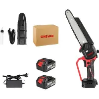 OEM Tronçonneuse électrique, moteur sans balai, guide-chaîne 8 pouces, 2 batteries Set A