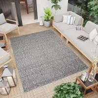Tapiso Tapis Outdoor Indoor Gris Floral Balcon Terrasse Cuisine Résistant aux intempéries Résistant aux UV 80 x 150 cm