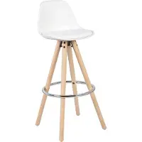 Merkloos Tabouret de bar haut - Blanc - Similicuir - Ergonomique - Avec dossier - Hauteur d'assise 75cm - 1 pièce