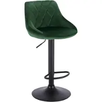 Merkloos Tabouret de bar design – Vert foncé – Velours – Ergonomique – Réglable en hauteur 60–82 cm – Pivotant à 360° – Structure métallique – 1 pièce
