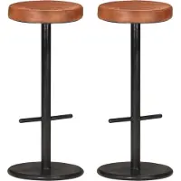 Syfax Tabourets de bar lot de 2 marron cuir véritable