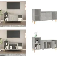 vidaXL Armoire TV gris béton 100x35x55 cm Bois composite - Armoire TV - Meubles TV - Supports TV