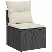Syfax Canapé de jardin sans accoudoirs coussins noir résine tressée