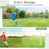 Northix But de football 2 en 1 et buts de football avec rebondeur 187 x 60 x 102-122,5 cm Kit de but de football pour enfants réglable en hauteur blanc