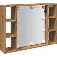 Syfax Armoire à miroir avec LED chêne artisanal 76x15x55 cm