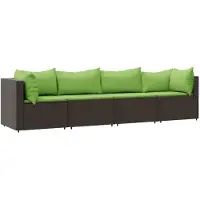 Syfax set de jardin lounge 4 pièces avec coussins Marron Poly Rattan