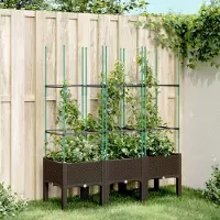 Prolenta Maison Exclusive - Bac à plantes avec treillis brun 120x40x142,5 cm PP