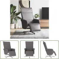 The Living Store Fauteuil relax avec repose-pieds Gris Similicuir