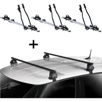 VDP 3x porte-vélos SAGITTAR + barres de toit EVO acier compatibles avec Fiat Seicento 3 portes 1998-2010