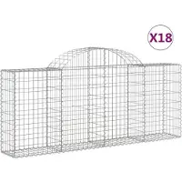 vidaXL Gabions avec arc surélevé 18 pcs. 200x30x80/100cm Fer galvanisé