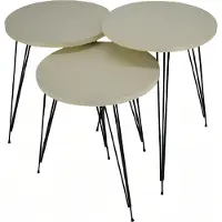 AEA Elégant ensemble de tables basses en bois et métal de couleur beige