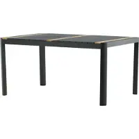 Furnlux Classic FURNLUX Outdoor Table à manger Togo Teck Et Noir 90cm / Couleur principale : Noir / Dimensions : 90 x 150 x 75 cm