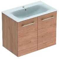 Geberit Selnova Square - Armoire lavabo 635x788x480 mm, avec lavabo, 2 portes, noyer caryer clair 501.259.00.1